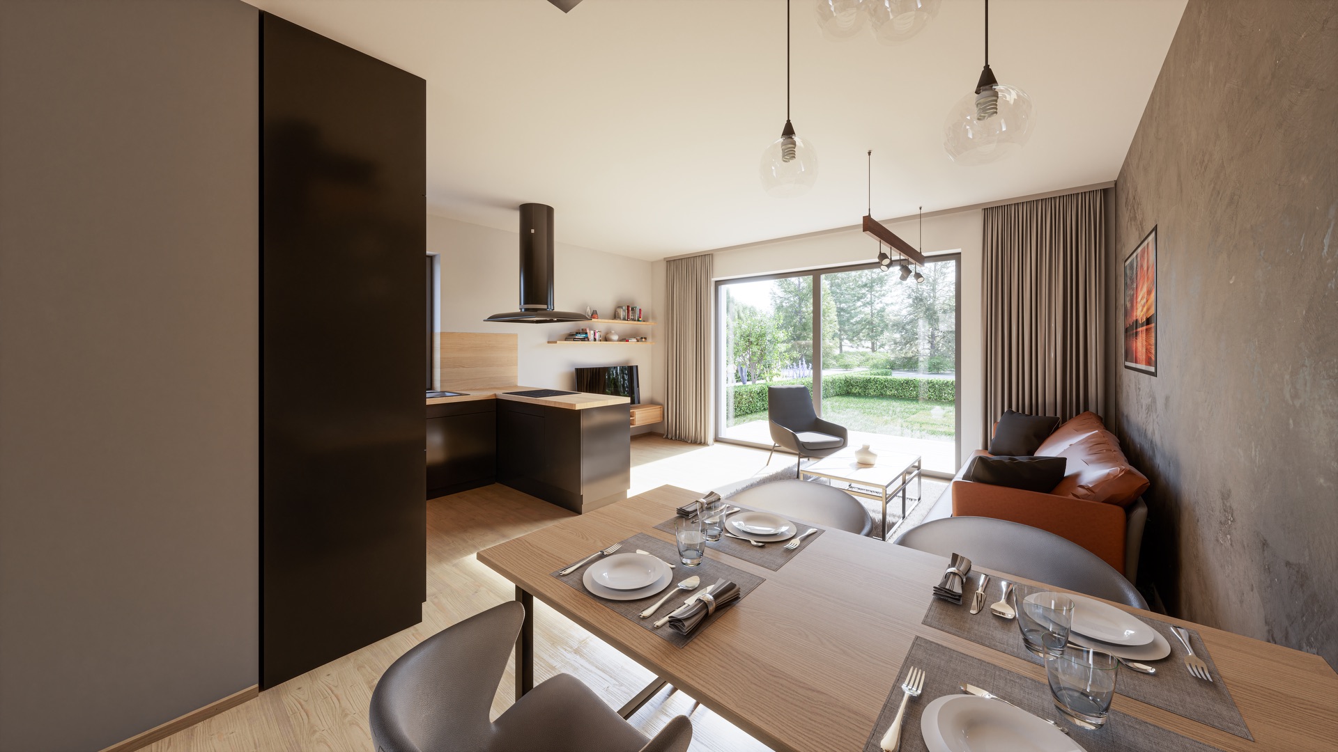 Interiér - kuchyň a jídelna